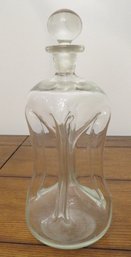 Mid-Century Scandinavian Or Danish Modern Style Clear Glass Pinch Form Decanter W/polished Pontil