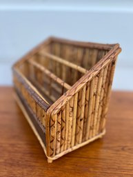 Vintage Bamboo Letter Holder Desk Organizer