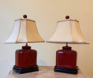 Beautiful Pair Of Red Color Table Lamps