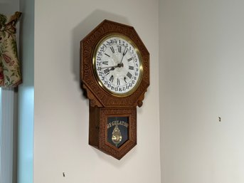Vintage New Haven Regulator Winding Wall Clock
