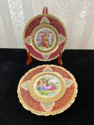 2 Piece Antique Royal Vienna Cabinet Plate