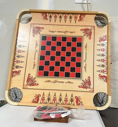 Vintage Carrom Game-board Double Sided With Official Rule Book Since 1890 Ludington MI USA.         LizS-CVBC