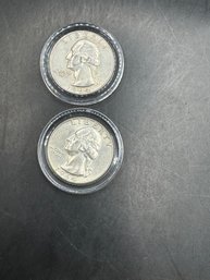 2 Washington Silver Quarters 1964, 1964-D