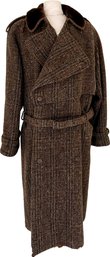 A Vintage Wool Overcoat With Lining And Fur Collar By Gucci