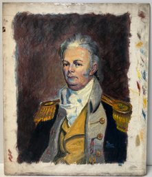 Vintage Oil Pastel 18th C 19th C Unknown  Important Naval Officer - 20 X 24 Gesso Board - Signed Fisk