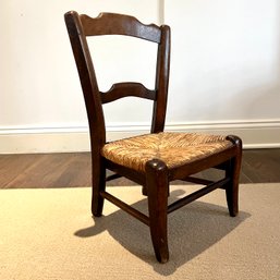 An Antique  English Childs Chair With Rush Seat