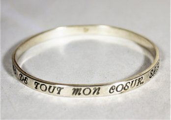 Sterling Silver French Bangle Sentiment Bracelet