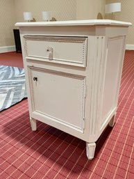 A Distressed Painted Cottage Chic Night Stand With Glass Nob