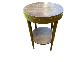 Rounded Side Table With Lower Shelf