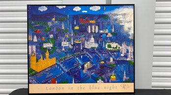 London In The Blue Night Signed By Artist Christopher Rogers 27x23 Central London