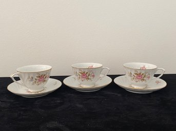 Set Of 3 Teacups With Saucers