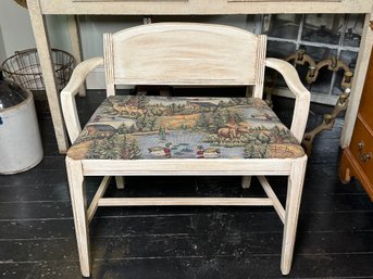 Beautiful Nature Themed Upholstered Wooden Bench