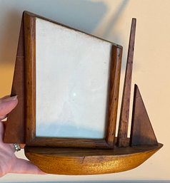 Vintage Carved Wooden Sailboat Shaped Frame