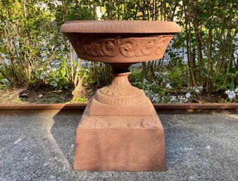 Cast Iron Urn On Pedestal Planter