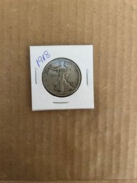 Beautiful 1918 Walking Liberty Silver Half Dollar 90 Silver Coin