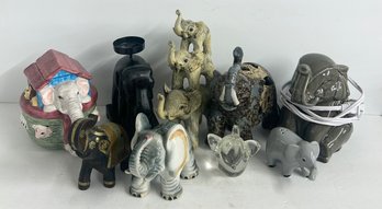 Lot 5 Of Elephant Figurines & Decor