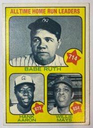 1973 Topps #1 All Time HR Leaders W/ Babe Ruth, Hank Aaron And Willie Mays