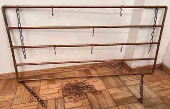 Handmade Copper Pot Rack With Copper Hooks Made From Pipes