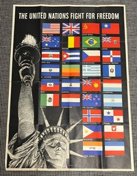 1942 United Nations Fight For Freedom World War II Original Poster - Steve Broder (1906-1992)