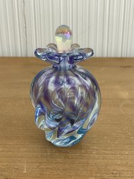 Vintage Iridescent Studio Art Glass Perfume Bottle 1988 Signed