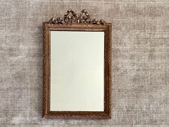 Antique Heavy Wood Mirror With Bow Detail