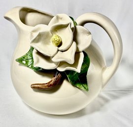 Vintage Ceramic Pitcher W/ Large Ceramic Flower
