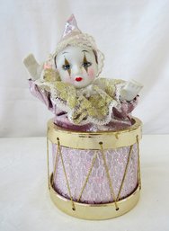 Vintage Music Box Porcelain Pierrot Clown - Working