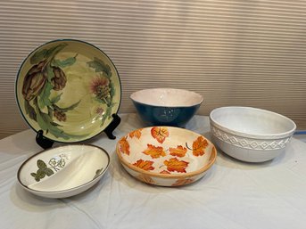 Group Of Five Miscellaneous Ceramic Serving Bowls