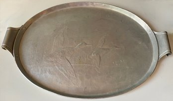 WENDELL AUGUST FORGE Aluminum Tray With Geese - Mid Century