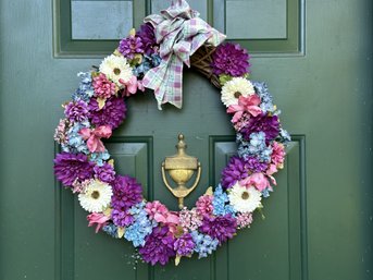 A Pretty Faux Floral Wreath With Hanger #1