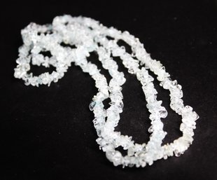 Genuine Aquamarine Shard Gemstone Beaded Necklace 34' Long