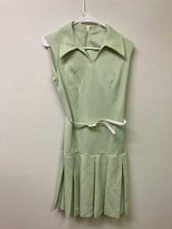 Womens Mid Century Green Dress With Belt Size 10