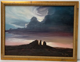 Vintage 1980 Oil On Canvas Painting - Monument Valley - Navajo Tribal Park AZ  - Pam Smith - 20X26 - Sandstone
