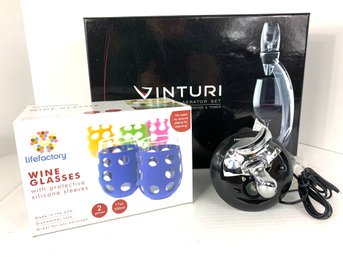 Vinturi Deluxe Aerator Set, Wine Glasses & Hamilton Beach Can Opener