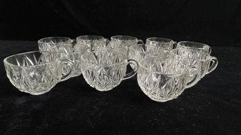 Vintage Hazel Atlas Williamsport Pattern Square Pressed Glass Punch Cups Set Of 12