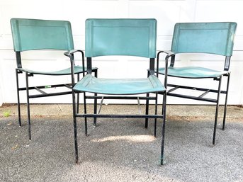 A Trio Of Modern Leather Sling Seated Chairs