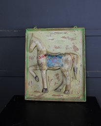 2D Carved Horse Wall Panel