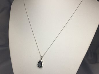 Wonderful 925 / Sterling Silver Necklace With Sterling Silver Pendant With Alexandrite Encircled With Zircons