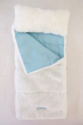 American Girl Doll White Soft Furry Sleeping Bag With Blue Lining & Pillow