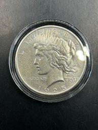 1925 Silver Peace Dollar In Plastic Case