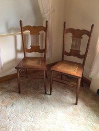 Pair Of Caned Side Chairs