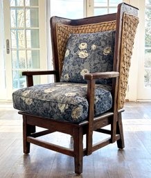 A Classic Coastal Chic Oak And Rattan Arm Chair By Ralph Lauren