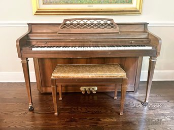 Vintage Kimball Artist Spinet Upright Piano With Bench