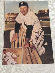 Enos Slaughter Signed 8x10 Photo Yankees HOF