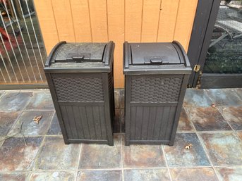 Pair Of Suncast Outdoor Trash Cans