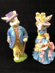 Easter Bunny Couple Figurines