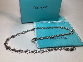 Phenomenal TIFFANY & Co. All Sterling Silver Star Necklace - Good Solid Weight And Feel With Box / Pouch