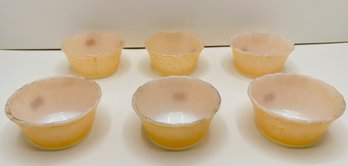 Set 6 Vintage Fire King Peach Lusterware Dessert Bowls