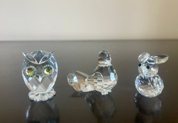 Three Miniature Swarovski Crystal Animals