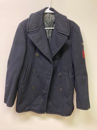 VIntage US Navy Authentic Pea Coat Size 34 With Corduroy Pocket Patch On Shoulder